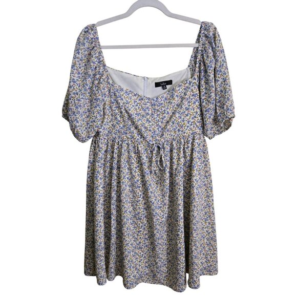 Lulus Sweet For Spring Ivory Floral Puff Sleeve Mini Dress Size M - Picture 2 of 9